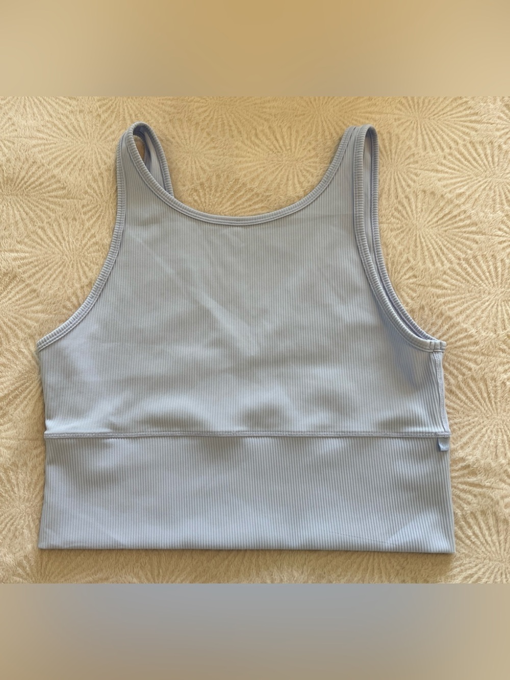 Lululemon Light Blue Ribbed Crop Bralette Tank great 15” ptp M(?)